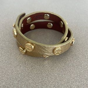 Tory Burch Gold Metallic Wrap Bracelet